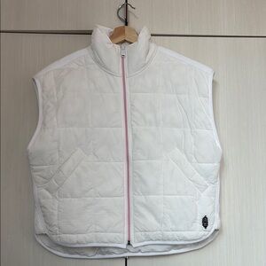 White Quilted Vest with Pink Zipper